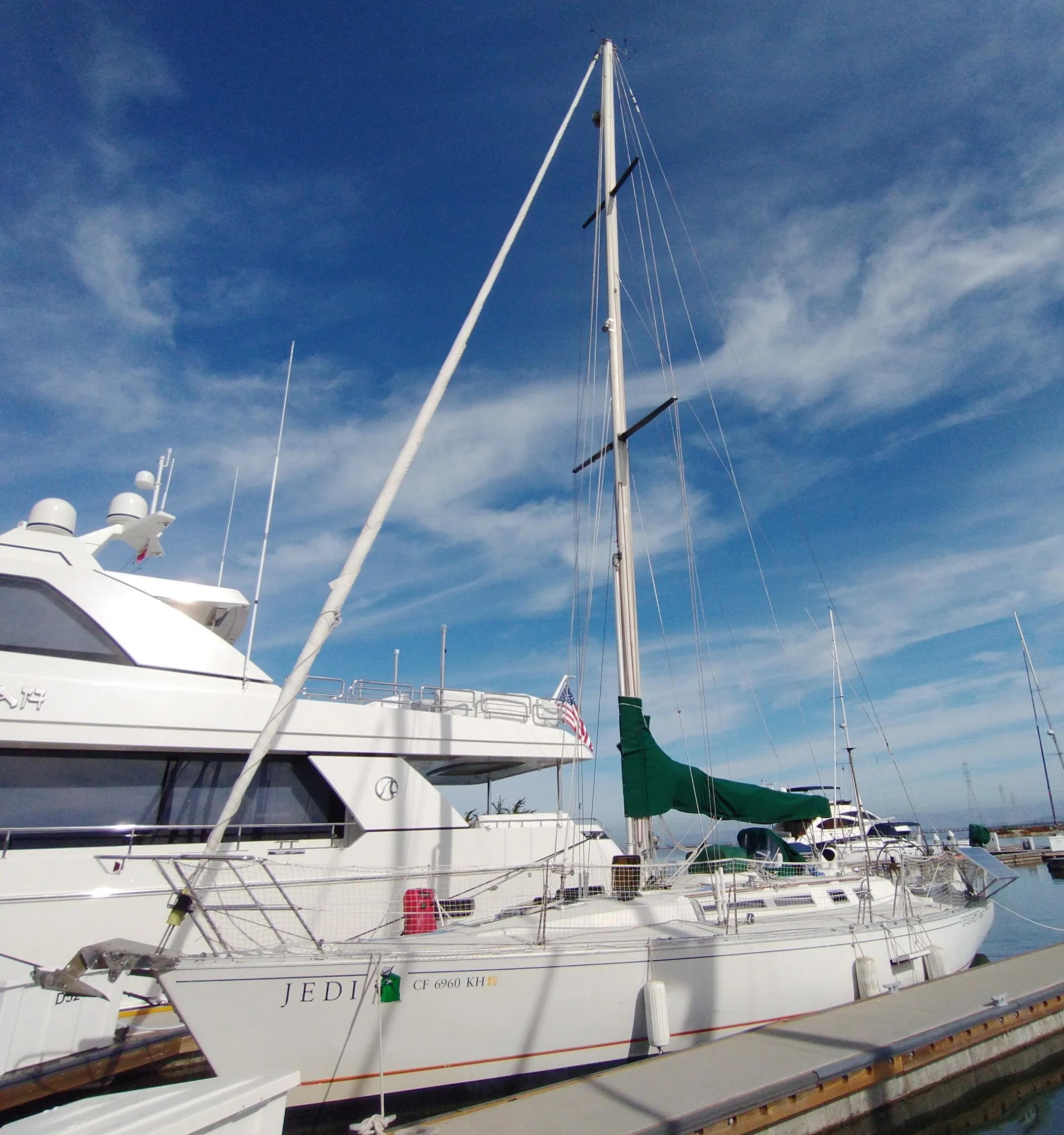 Jedi at the dock viewed from the port side